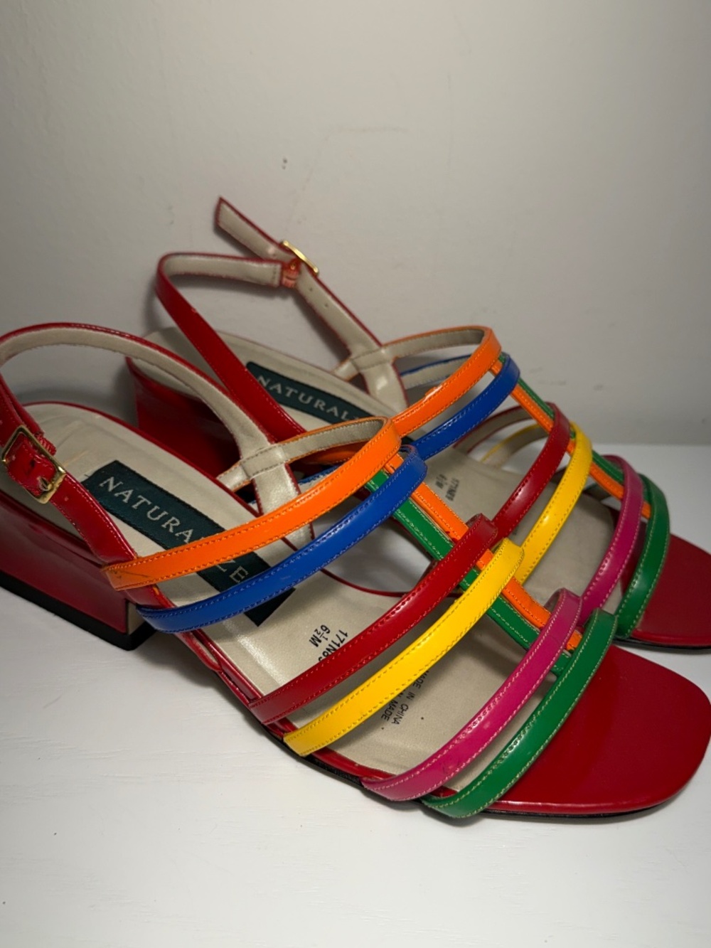 Vintage Naturalizer Multicolor Strappy Slingback Sandals Women's 6.5 Block Heel